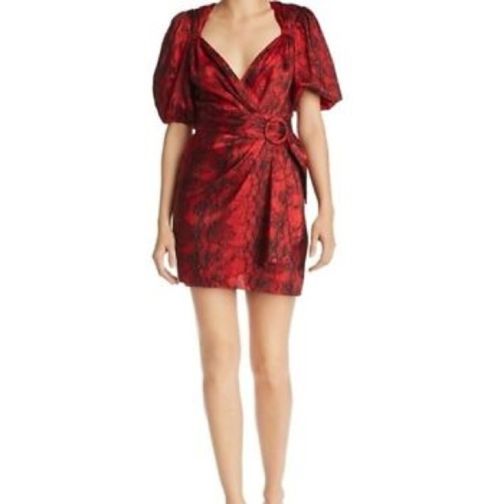 Ronny Kobo Collection Red Patterned Mini Dress - image 1